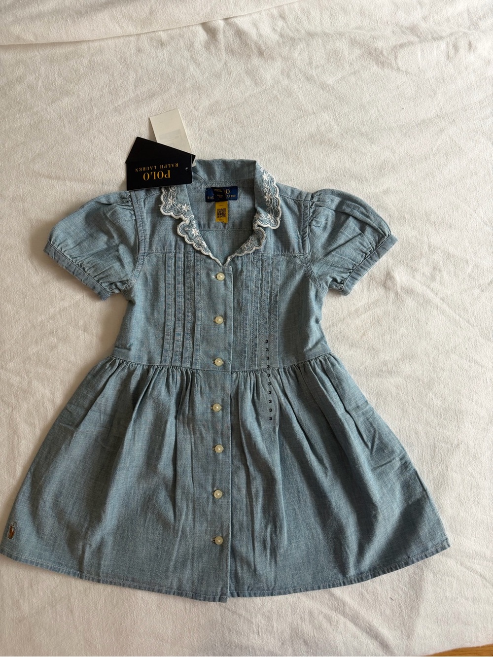 Polo by Ralph Lauren Light Blue Denim Dress with Lace Collar